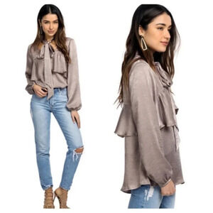 NEW SHOW ME YOUR MUMU Brenda Blouse in Metal Sheen